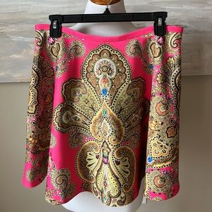 NWOT Ted Baker bright pink exotic print skater skirt